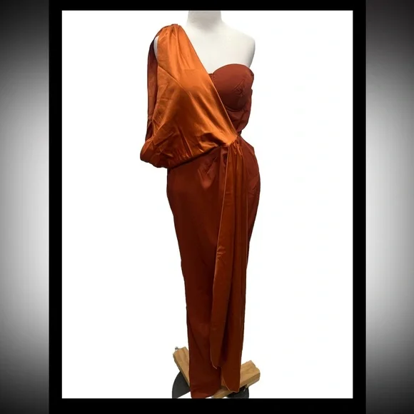 Boohoo Occasion One Shoulder Drape Maxi Dress - Picture 2 of 9